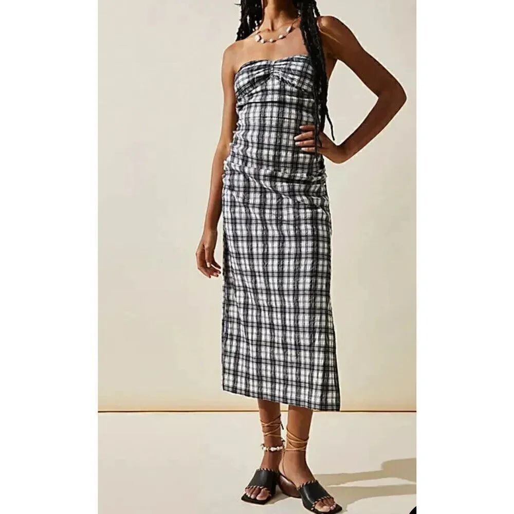Free People NWOT Brandie Plaid Midi Dress size L
